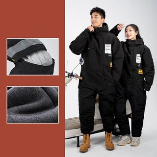 CATWILD 남여공용 방수 스즈끼복 방한복 겨울 점프수트 낚시 작업복 오토바이 배달복, 블랙(업그레이드), 2XL