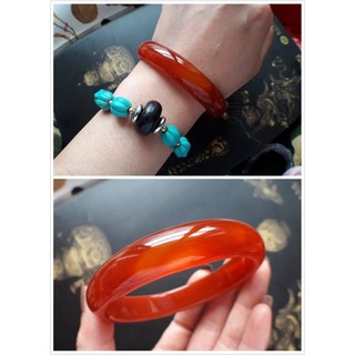 印尼老件 南紅瑪瑙 全紅大圓形鐲 60mm, 1個