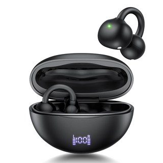 YINTEE 블루투스 이어폰 오픈형 클립형 무선 불루투스 이어폰 c타입, 블랙, S9