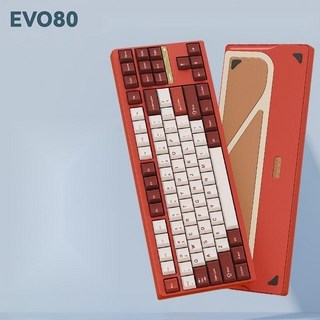 EvoWorks evo80 기계식 키보드 알루미늄 게이밍 유무선 RGB 키보드 88키, 제조사축, 라이트밀크축(Oat PP), 레드