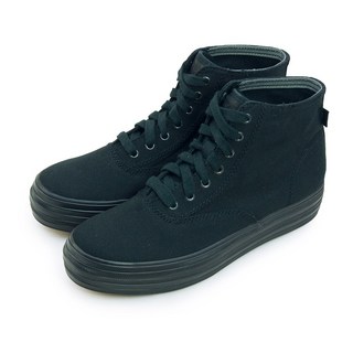 KEDS 時尚韓風經典款厚底高筒帆布鞋 TRIPLE HI 系列 黑幕 132114 女