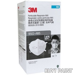 S.H. 3M 9502 N95 微粒呼吸器 口罩，輕巧舒適，高效過濾，守護呼吸健康, 1個, 含稅／單盒(50入)