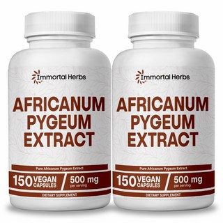 Immortal Herbs 아프리칸움 피금 프로스테이트 12500mg 25:1 추출물 남녀용 엑스트라 스트렝스 피금 보충제 비-GMO 및 글루텐 프리 껍질 추출 캡슐, 2개, 150회분