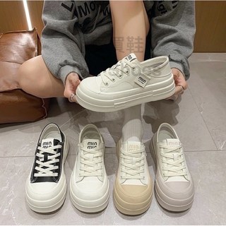 韓系時尚 兩穿式大頭 厚底小白鞋【快速出貨】麵包鞋 小白鞋 餅乾鞋 厚底鞋 休閒鞋 老爹鞋 超纖仿真皮 綁帶休閒