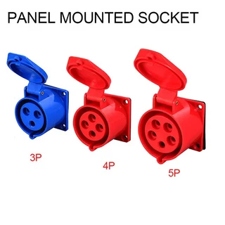 산업용 플러그 소켓 5 핀 3 코어 3P 4P 5P 전기 커넥터 16A 32A IP44 벽걸이 소켓 220V 380V 415, 03 3P, 01 32A, 02 Panel Mounted Socket