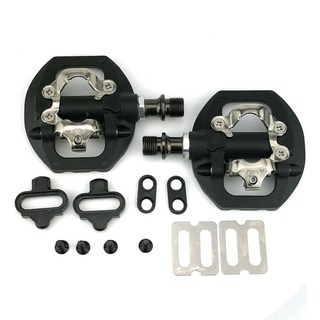 登山車雙面卡踏 山地車鎖鞋SPD系統卡踏(雙面-鎖踏 平踏)鋁合金UD培林超輕量鎖踏 登山車兩用自鎖踏板 鋁合金鎖踏, 1個