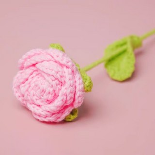 手作編織花束 向日葵 玫瑰花 畢業禮物, 玫瑰花粉色（送花套）