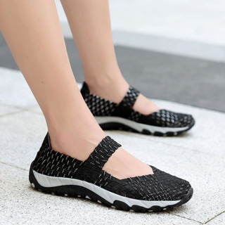 夏季手工編織媽媽鞋 軟底輕便女鞋 廣場舞布鞋 淺口懶人鞋