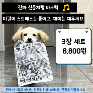 냥멍 바스락북 강아지 혼자놀기 소리나는 신문책 장난감, 3개, 화이트&블랙