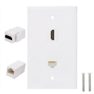 2 포트 HDMI 이더넷 월 플레이트 RJ45 Cat6 키스톤 잭 및 암 암, 기본