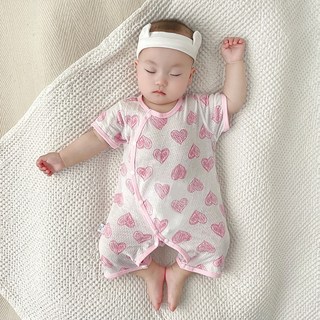 베베니즈 풀스냅 백매쉬 패턴 통기성 반팔 롬퍼