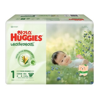 하기스 신형 네이처메이드 기저귀 밴드형 남여공용, 1단계, 66매