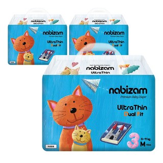 나비잠 기저귀 울트라씬 듀얼핏 밴드 3팩, 중형(M), 120매