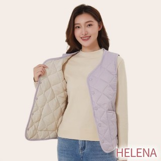 Helena V領加絨加厚防潑水麵包馬甲背心外套 秋冬口袋馬甲外套女 - A2239