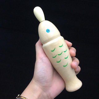 白毛猴樂器 魚形木魚 奧福ORFF 兒童節奏樂器 幼兒聽力訓練 (2色), 1個, 木色