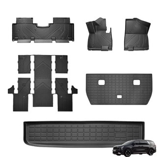 한타오 기아 카니발 가솔린/하이브리드 9인승 TPE 자동차 발매트 탈부착 가능 세트, 2021-2025 카니발 가솔린 9인승