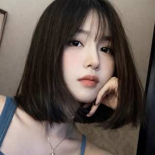 Novah 여성 단발 통가발 자연스러운 레이어드 생머리 데일리 볼륨 패션 전체가발 40cm, 1개, 브라운블랙