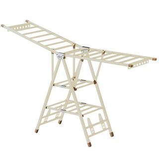 AOTTO 翼型三層附輪折疊曬衣架, 白色