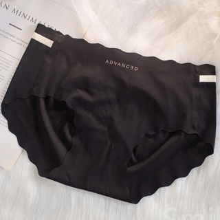 無痕內褲 冰絲涼感 透氣親膚 少女學生款 中腰三角褲 抗菌檔 F24001, 黑色