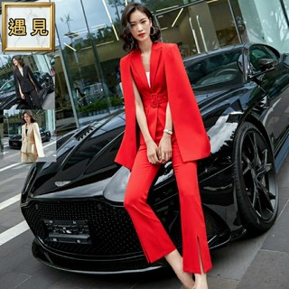 遇見 新款韓版時尚女職業造型西裝套裝工作服OL上班族3色-有加大尺寸2038