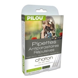 法國皮樂Pilou 貓用天然防蚤驅蝨防蚊滴劑 第二代升級添加派卡瑞丁 天然防蚤防蚊, 1個, 幼貓/老貓