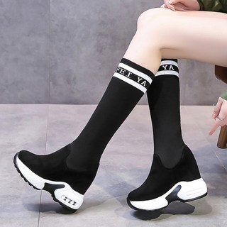 라오농 슬림 부츠 여성 통굽 속가보시 스판 양말 부츠 백매치 니트 부츠+d25010LL 방한화 플랫폼 슈즈
