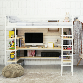 일루일루 이층벙커침대 모음, 화이트, 코모드i멀티선반벙커침대 프레임만
