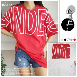 검회백스타일 여성용 국내제작 언더나염반팔 유니크 멀티 레터링 포인트 반팔 루즈핏 라운드넥 일상복 가성비 반소매 빅사이즈 오버핏 롱티 반소매 프린팅 티셔츠