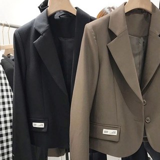 【泡芙衣櫃】小西裝外套 短款 英倫風寬鬆休閒