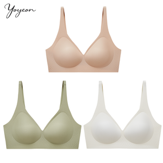 여성 편한 스포츠 노와이어 심리스 볼륨 브라 3p