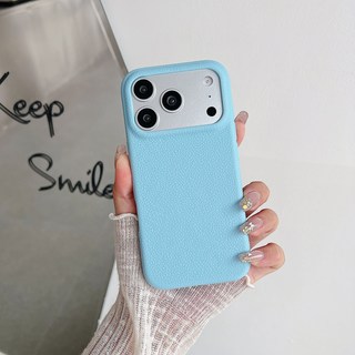 小衆高級感適用iPhone17純色皮革紋果粉16手機殼13/12軟殼11