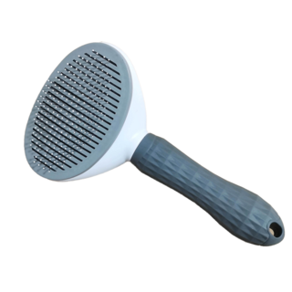 반려동물 고양이 빗 브러쉬 라운드형 10.5 x 20 cm 원터치 죽은털 제거, 1개, 그레이