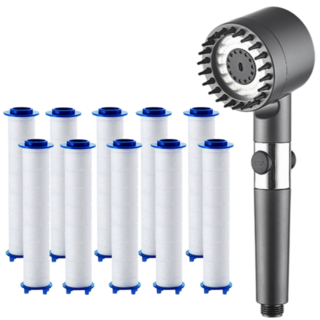 오어브랜드 여행용 샤워기 필터 세트 헤드 + 필터 10개입, 그레이, 1세트