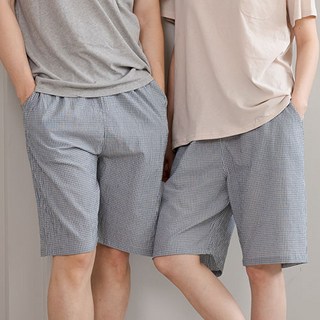 남자 남성 체크 여름 잠옷 실내복 반바지 홈웨어