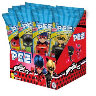 Miraculous Ladybug PEZ 파티 팩 디스펜서 12개 팩 각 캔디 2개 개별 포장, Miraculous Ladybug PEZ 파티 팩 디스