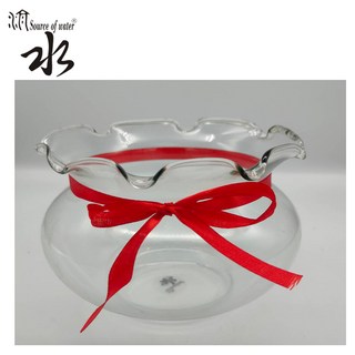 大花口高透明玻璃魚缸 - 花口型桌上型小型鬥魚缸/辦公室造景/球型玻璃花器/養魚植栽專用缸, 1個