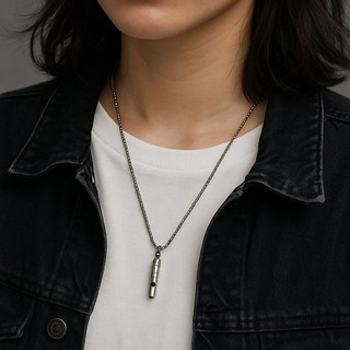 리빙릿 호루라기 목걸이 호신용 휘슬 소리나는 펜던트, 1개, 70cm