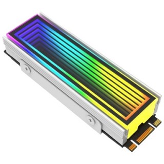 M.2 2280 鋁合金散熱片 無限鏡 ARGB 5V 3PIN 主板同步 散熱盔甲, 銀色