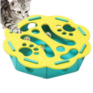 숍웨이브 고양이 트랙 공놀이 스크래처 장난감, 1개, 옐로우