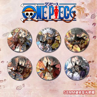 抱漫閣 海賊王周邊反光徽章，紅髮鷹眼羅裝飾掛件，破碎感設計，個性潮流配件, 娜美s1571,58mm雙閃破碎反光吧唧, 1個