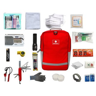 재난배낭 생존가방 생존배낭 지진 재해 대비용품 A형 21종 비상 응급용품 학교 관공서 유치원 비상용품 재난가방 나침판 파이어스틱 멀티맥가이버툴 손전등 재난대비용품 재난용품 생존용품, 1개, 단품