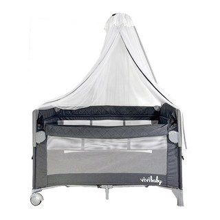 VIVIBABY MF 多功能嬰兒床 (送嬰兒床置物架及嬰兒棉枕 遊戲床 床邊床 成長床) 新色上市, 深灰L, 深灰