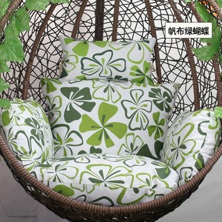 라탄 흔들의자 쿠션 체어 공원벤치 회색 낮잠 두꺼운 실외 2인 패드 구름 그네의자, 파랑나비방석+베개