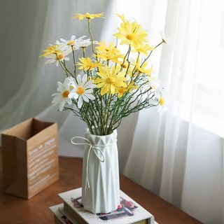 拍照道具小雛菊花束 仿真花 野餐用品 幹花 ins 小清新花藝 畢業季, 維特小號花瓶+3白3黃, 1個