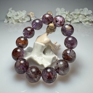 上帝指紋紫幽靈水晶手串，大顆粒16.7mm，天然無染色，手圍17cm內，提升個人魅力