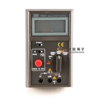 祥昌電子 泰仕 TES-1600 數位式絕緣測試器 高阻計 2000mΩ, 1個