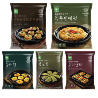 사옹원 부침명장 명절 5종 세트 오미산적 450g+깻잎전 400g+동태전 300g+계란옷 입은 고기완자 400g+녹두 빈대떡 400g, 1세트, 1.95kg