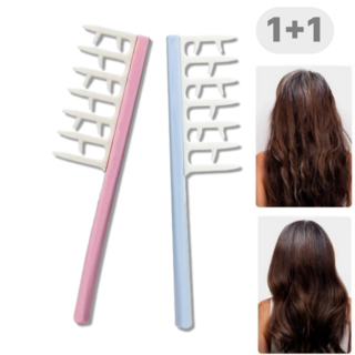 mil 웨이브 파마 빗 세트, 1개, 블루+핑크