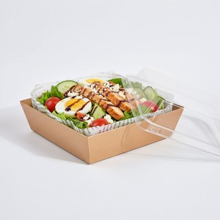 안심 국내생산 크라프트 사각 종이 트레이 샌드위치 포장 용기 뚜껑 세트, 1개, 50세트