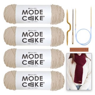 니뜨 모드케이크 뜨개실 100g x 4p 세트, 1세트, 03연베이지
